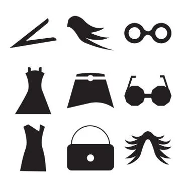 Set Of 9 simple editable icons Stock Illustration