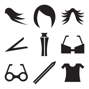 Set Of 9 simple editable icons Stock Illustration