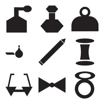 Set Of 9 simple editable icons Stock Illustration