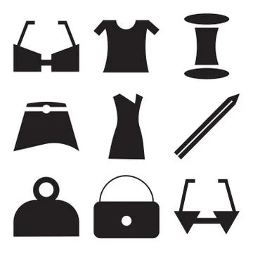 Set Of 9 simple editable icons Stock Illustration