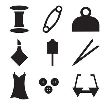 Set Of 9 simple editable icons Stock Illustration