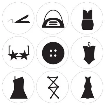 Set Of 9 simple editable icons Stock Illustration