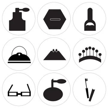 Set Of 9 simple editable icons Stock Illustration