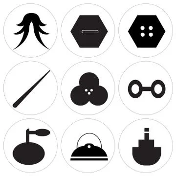 Set Of 9 simple editable icons Ilustración de archivo