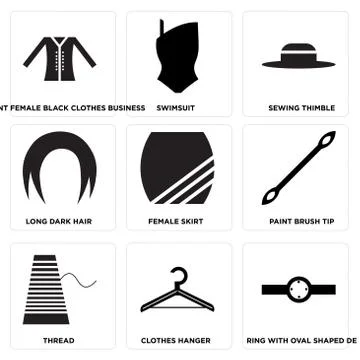 Set Of 9 simple editable icons Stock Illustration