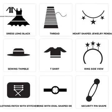 Set Of 9 simple editable icons 스톡 일러스트