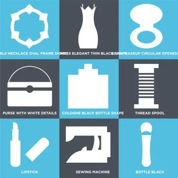 Set Of 9 simple editable icons Stock Illustration
