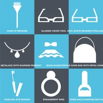 Set Of 9 simple editable icons Stock Illustration