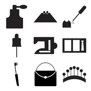 Set Of 9 simple editable icons 스톡 일러스트