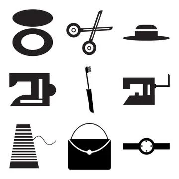 Set Of 9 simple editable icons Stock Illustration