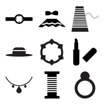 Set Of 9 simple editable icons Stock Illustration