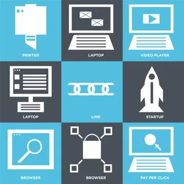 Set Of 9 simple editable icons 库存插图