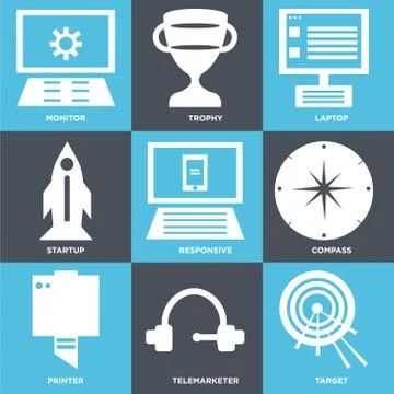 Set Of 9 simple editable icons Illustrazione stock
