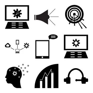 Set Of 9 simple editable icons Stock Illustration