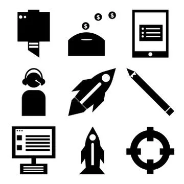 Set Of 9 simple editable icons Stockillustratie