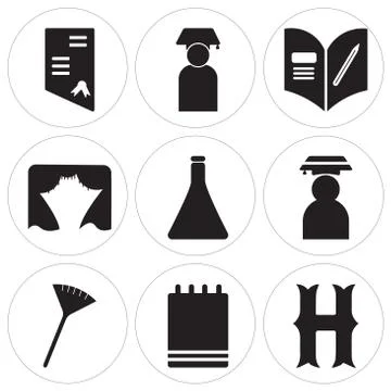 Set Of 9 simple editable icons Stock Illustration