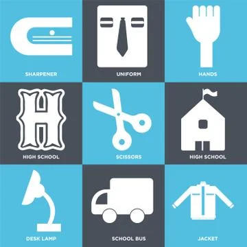 Set Of 9 simple editable icons Ilustración de archivo