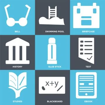 Set Of 9 simple editable icons Illustrazione stock