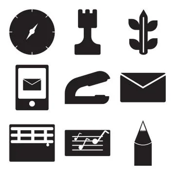 Set Of 9 simple editable icons Stock Illustration