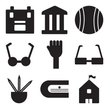 Set Of 9 simple editable icons Stock Illustration