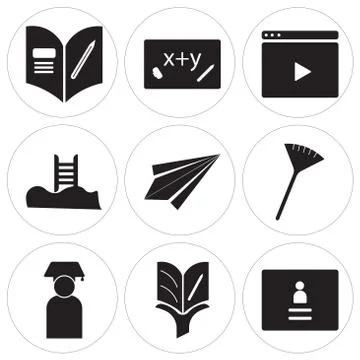 Set Of 9 simple editable icons Stock Illustration