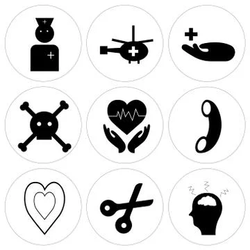 Set Of 9 simple editable icons Stock Illustration