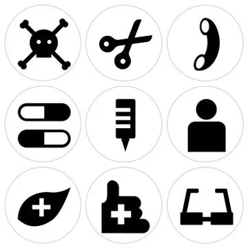Set Of 9 simple editable icons Illustrazione stock
