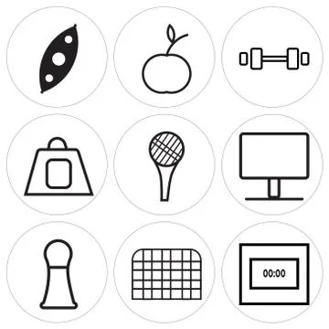 Set Of 9 simple editable icons Stock Illustration