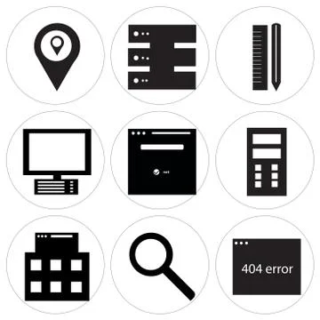 Set Of 9 simple editable icons Stock Illustration