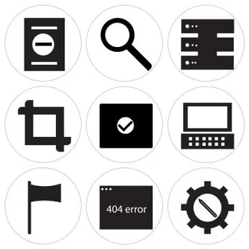 Set Of 9 simple editable icons Stock Illustration