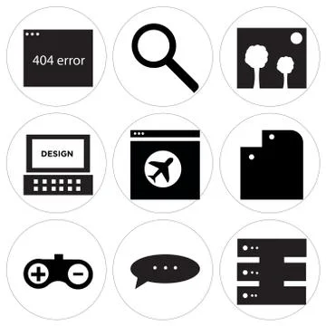 Set Of 9 simple editable icons Stock Illustration