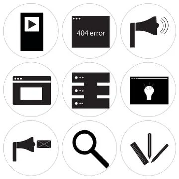 Set Of 9 simple editable icons Stock Illustration