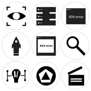 Set Of 9 simple editable icons Stock Illustration