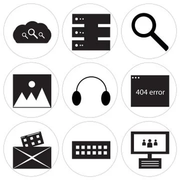 Set Of 9 simple editable icons Stock Illustration