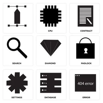 Set Of 9 simple editable icons 스톡 일러스트