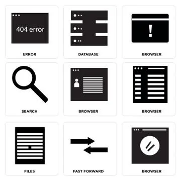 Set Of 9 simple editable icons Stock Illustration