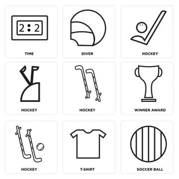 Set Of 9 simple editable icons Stock Illustration