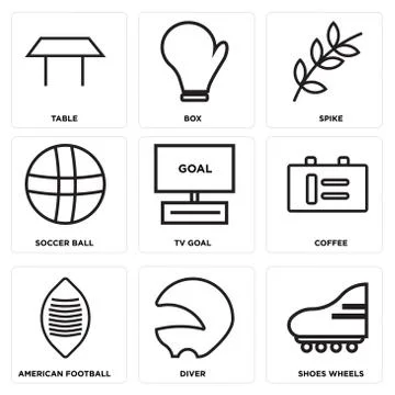 Set Of 9 simple editable icons Illustrazione stock