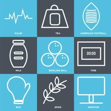 Set Of 9 simple editable icons Stock Illustration