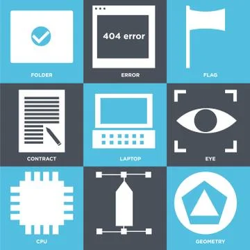 Set Of 9 simple editable icons Stock Illustration