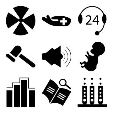 Set Of 9 simple editable icons Stock Illustration