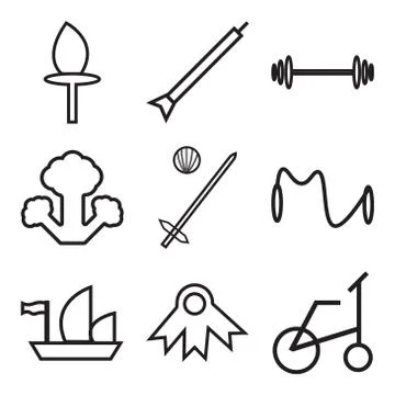 Set Of 9 simple editable icons Stock Illustration