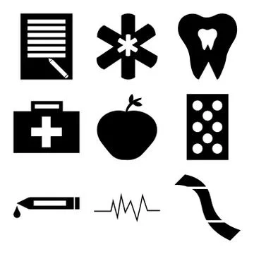 Set Of 9 simple editable icons Stock Illustration