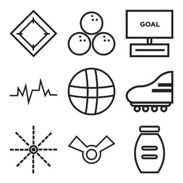 Set Of 9 simple editable icons Stock Illustration