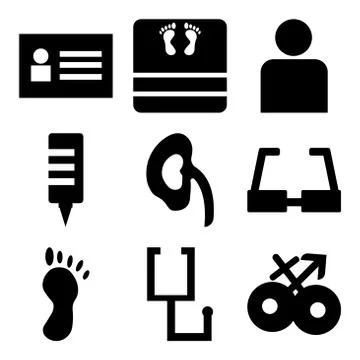 Set Of 9 simple editable icons Stock Illustration