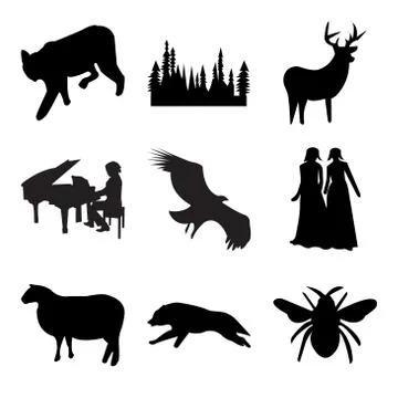 Set Of 9 simple editable icons Stock Illustration