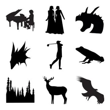 Set Of 9 simple editable icons Stock Illustration