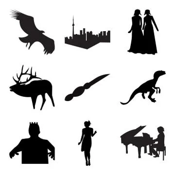 Set Of 9 simple editable icons Stock Illustration