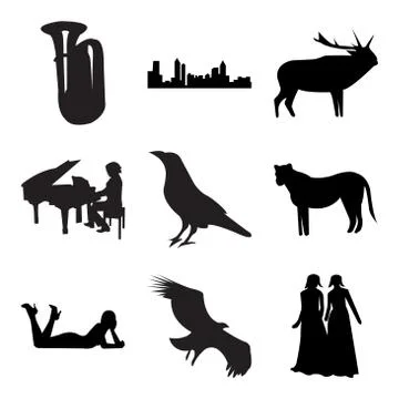 Set Of 9 simple editable icons Stock Illustration