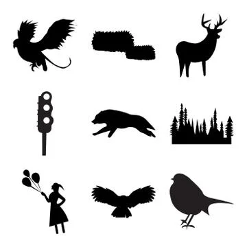 Set Of 9 simple editable icons Stock Illustration